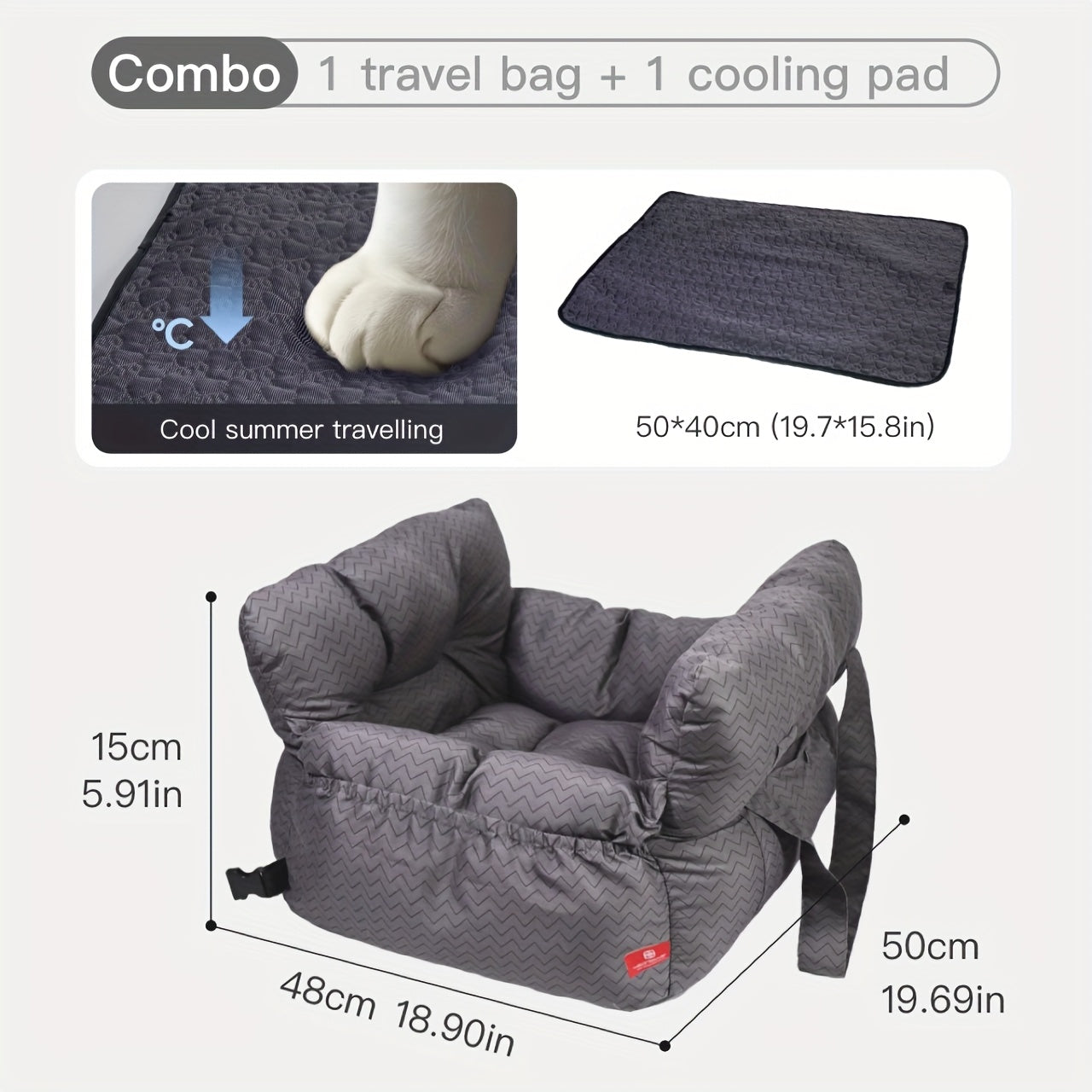 Dog Carrier Car Seat for Dogs & Cats - Portable Warm Travel Pet Bed with Safety Hook & Buckle, Handheld/Shoulder Strap, Fits Car Front/Back Seat, Suitable for Fall/Winter, Christmas Gift