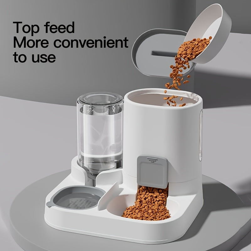 New 1pc Cat Two-in-One Automatic Feeder and Waterer, Pet Bowl Dog Basin Universal Pet Supplies