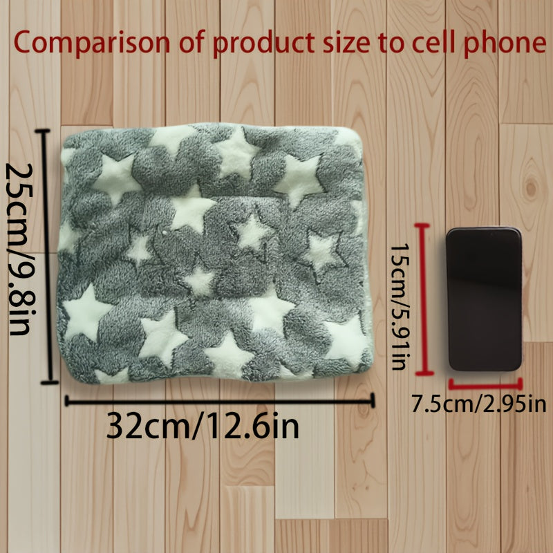 Cozy Plush Dog Mat - Thick, Warm Pet Bed with Geometric Star Pattern, Gray & White, Four Seasons, Polyester Fiber Filling, Ideal for Small to Large Breeds, Dog Sleeping Mat