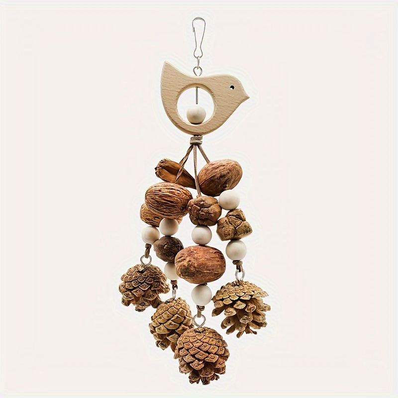 1pc Large & Medium Parrot Toy, Rattan Ball Corn Core Chew Climbing Skewer, Natural Color Bird Snack Toy for Beak Exercise and Play, Avian Entertainment|Interactive Parrot Toy|Natural Rattan Design, Bird Toys