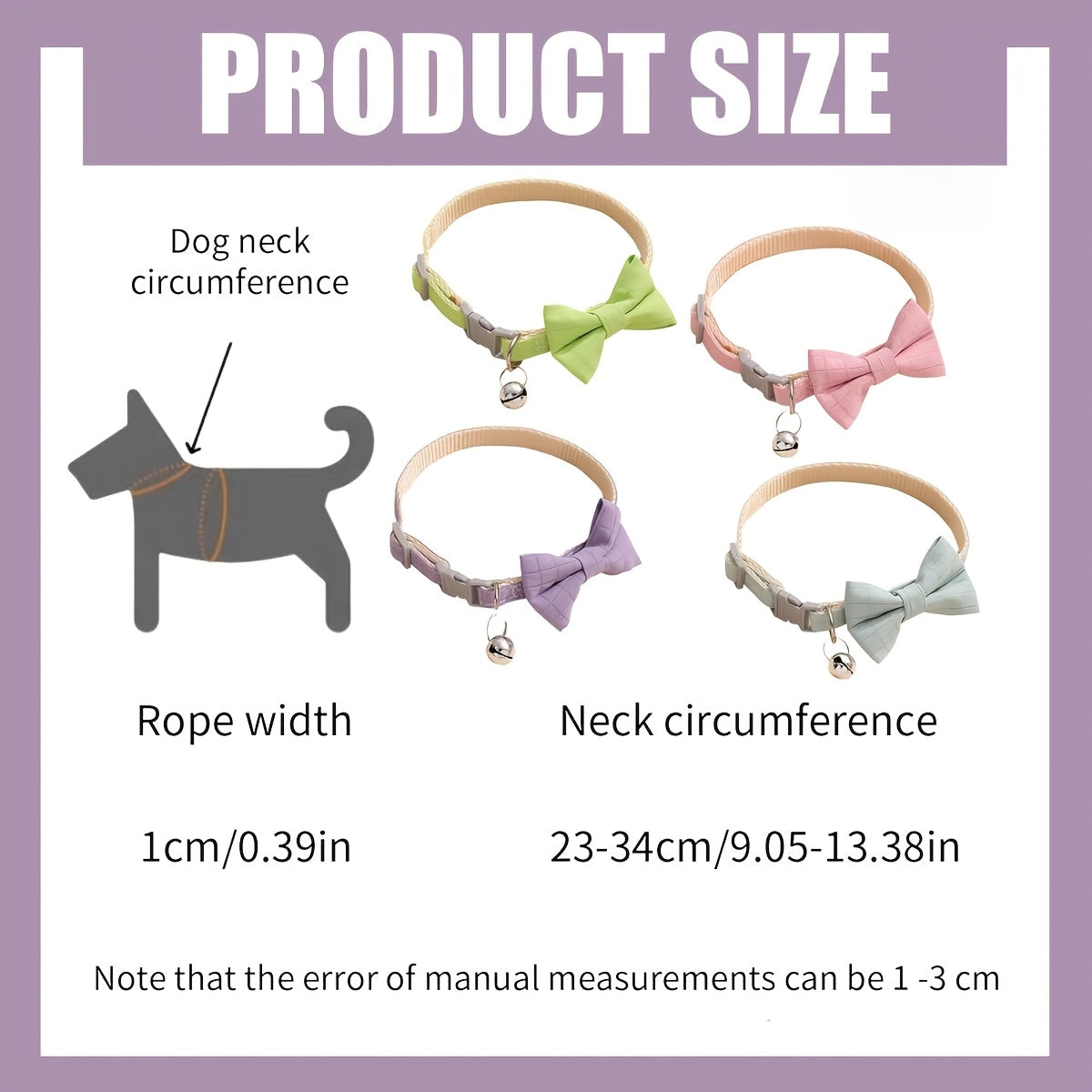 Polyester Pet Collar, Adjustable Bowknot Collar with Bell for Rabbits