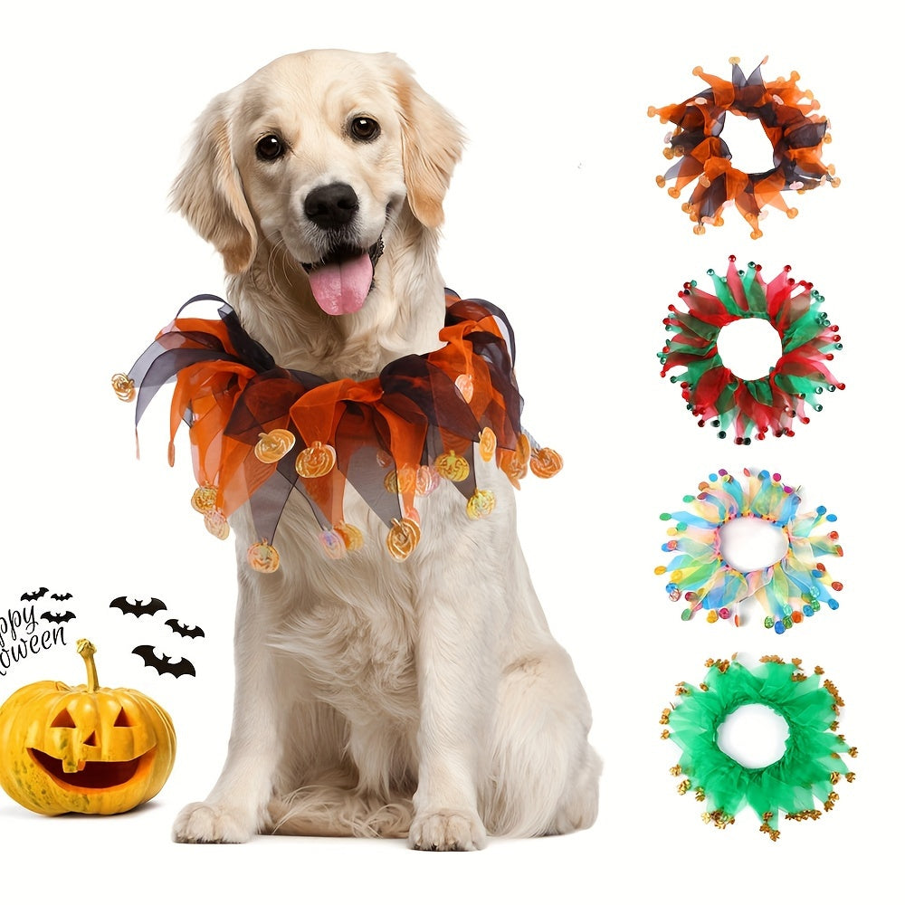 Festive Pet Collar for Dogs & Cats - Elastic, Polyester Holiday Accessory for Christmas, Halloween, St. Patrick's Day, Easter, 4th of July Celebrations