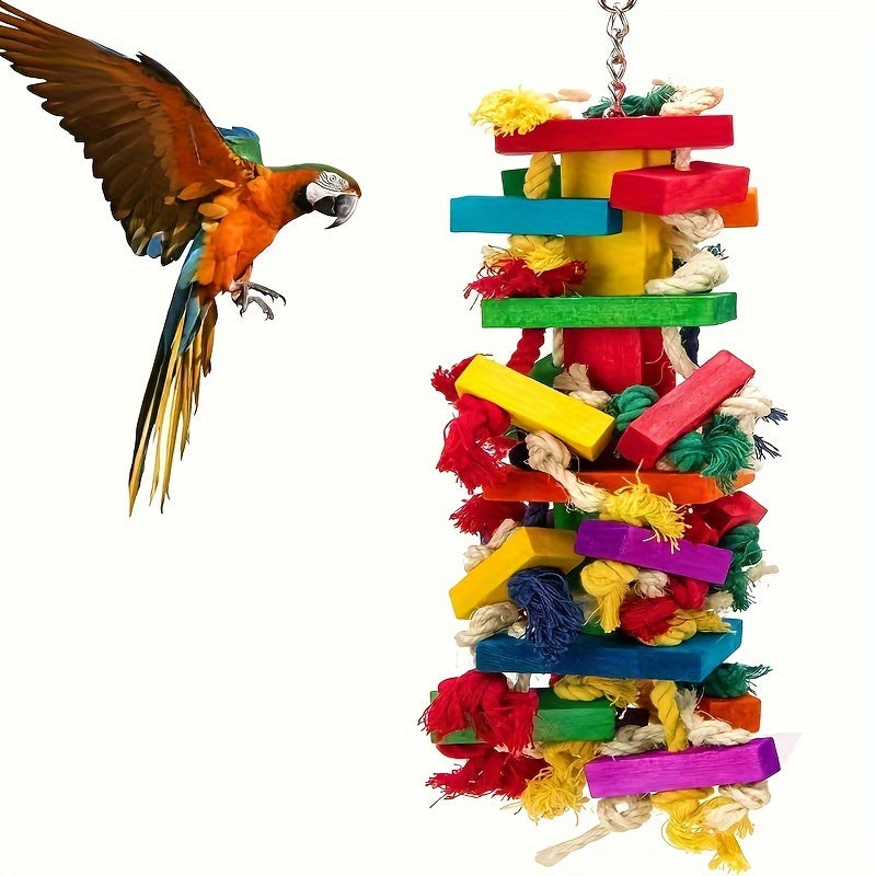 1pc Vibrant Wooden Parrot Swing Toy - Colorful Hanging Bird Cage Hammock with Bell, Sturdy Construction, Easy Installation, Suitable for Small to Medium-Sized Birds like Budgies, Conures, Lovebirds, Finches - Assorted Color,