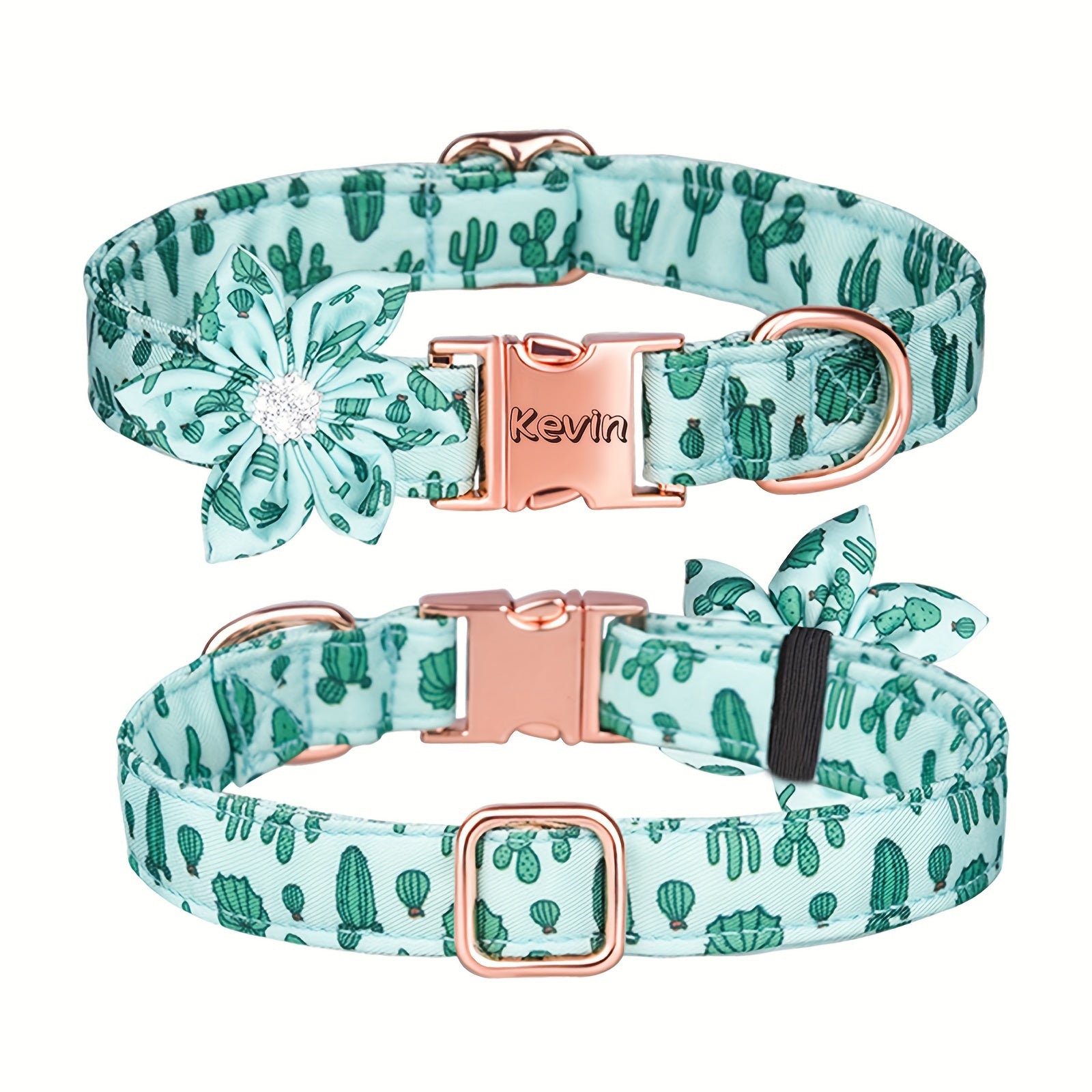 Custom Colorful Rhinestone Flower Dog Collar, Printed Polyester Pet Collar, Engraved Anti-lost Pet Collar, Suitable For Large, Medium And Small Dogs