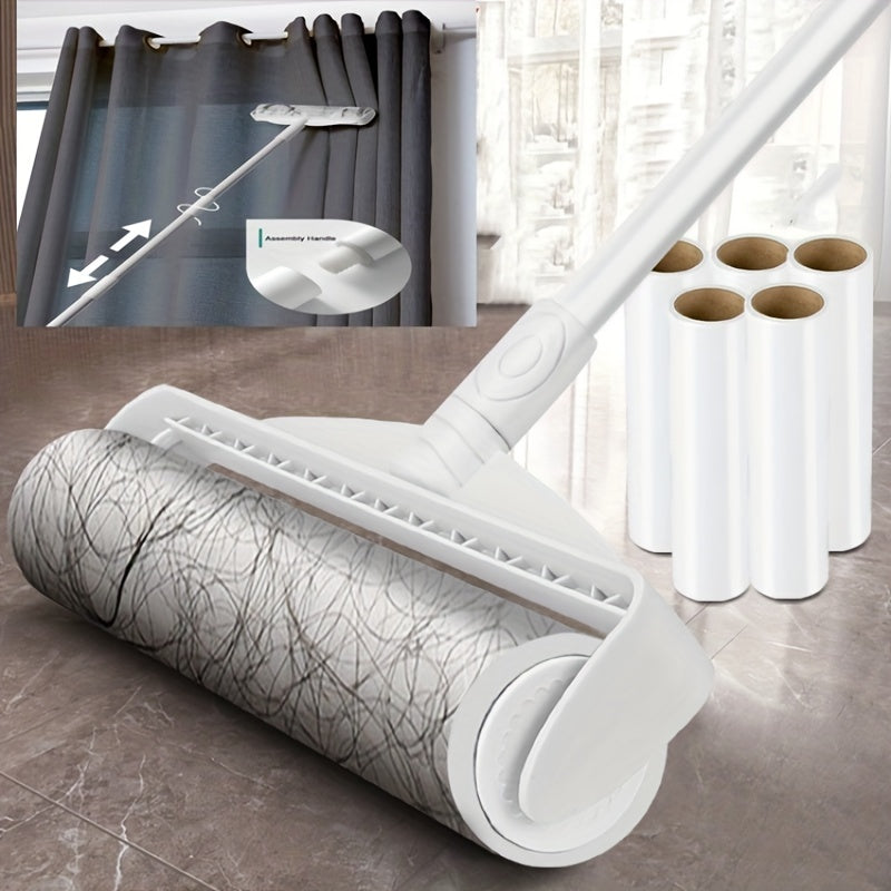 Long Bar Handle Sticky Hair Maker - 9.45inch/7.48inch Diagonal Tear Design Pet Hair Removal Roller for Sofa Carpet Dust Cleaning with Sticky Tearable Paper Brush