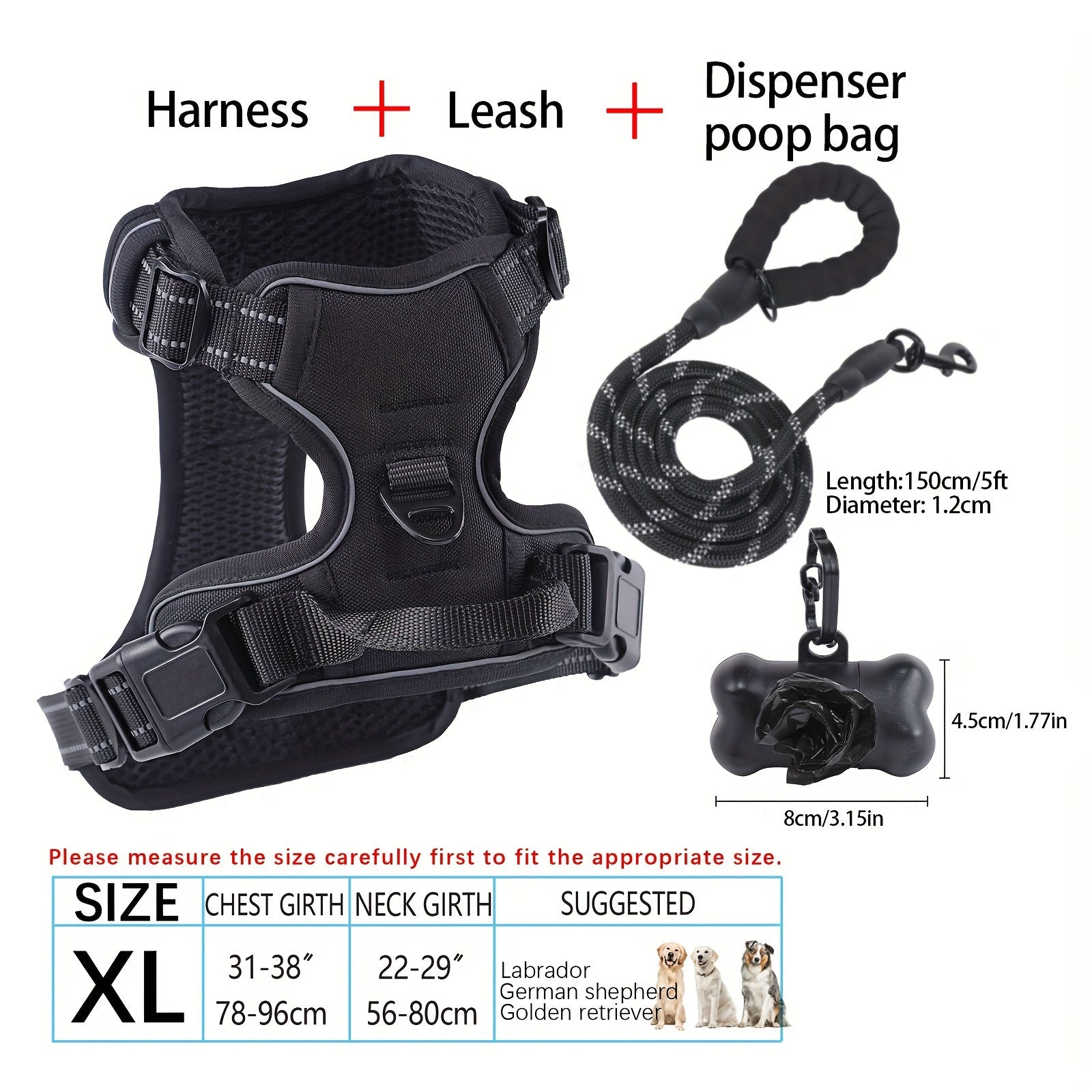 dog harness and leash set