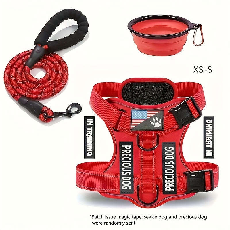 Service Dog Harness And Leash Set with 1pc Folding Bowl