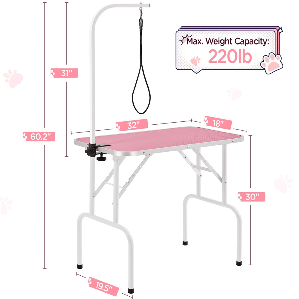 Costoffs Pet Foldable Grooming Table Dog Cat Beauty Trimming with Height Adjustable Arm Folding Legs Halloween Pet Grooming Table for Home or Professional Pet Store Uses