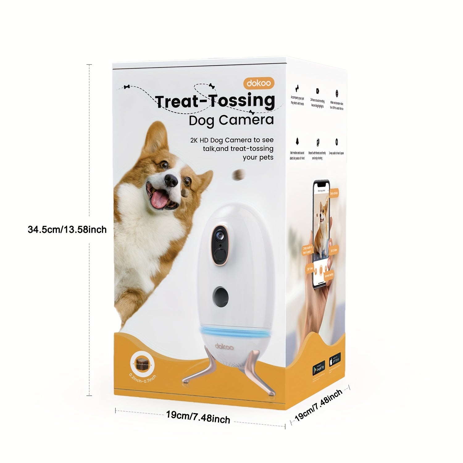 Dokoo Pet Feeder Cat Food Dispenser with Treat Tossing 330° View 2K/4MP QHD Pet Camera 2.4G&5GHz Wifi Pet Feeding InteractiveToys with light