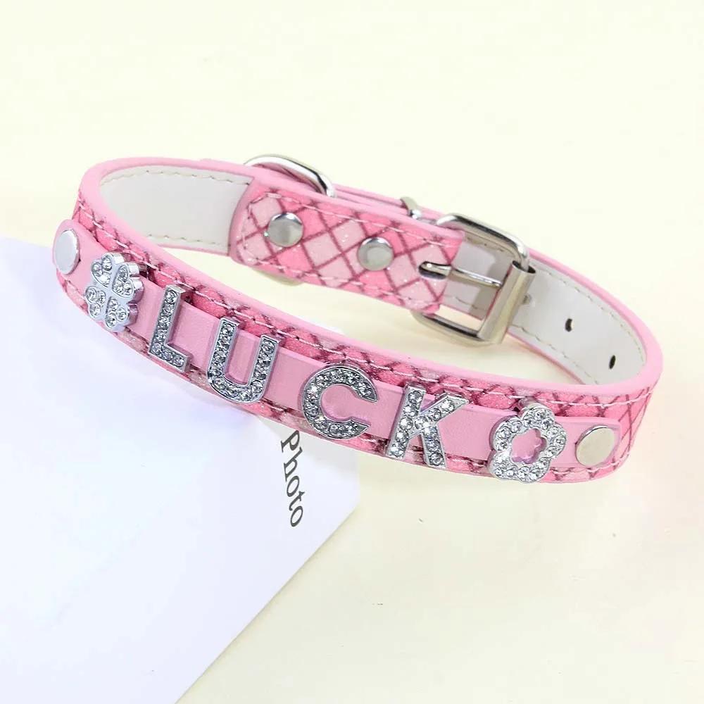 Personalized Small Dogs Chihuahua Collar with Bling Rhinestone Puppy Dog Collars Custom Cat Necklace Free Name Charms Pet Accessories