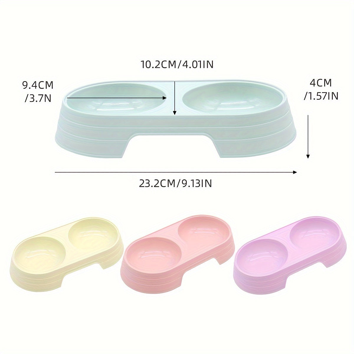 Dual Cat Feeder Bowls - Integrated Food & Water Station for Cats, Durable PP Material, 2-in-1 Design with Multiple Compartments, Available in Purple, Yellow, Pink, and Greenish-Blue, Perfect for Indoor Cat Feeding, Pet Water
