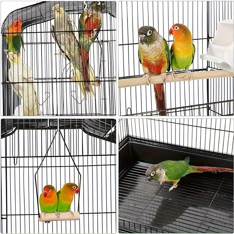 1pc 65-inch Extra-Large Open-Style Bird Cage with Detachable Rolling Stand, Durable Metal Construction, and Spacious Interior for Comfortable Living of Parrots, Lovebirds, Sparrows, Canaries, Long-tailed Small Parrots, Black