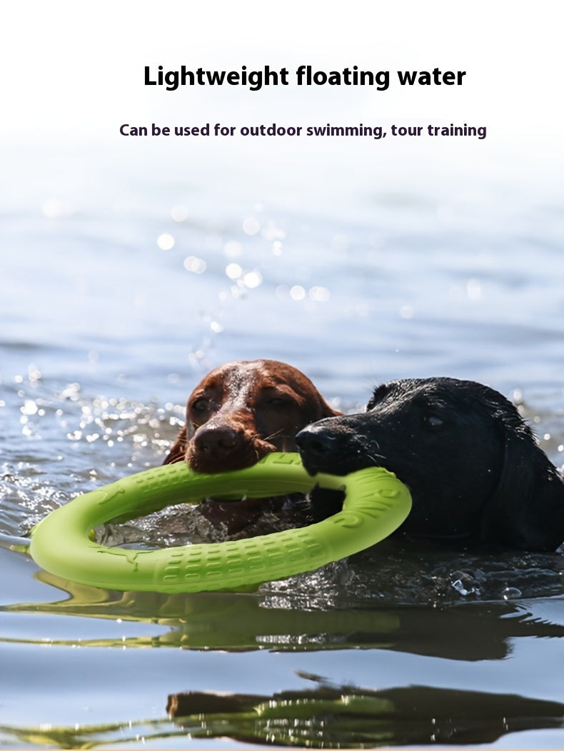 Durable Silicone All-Breed Dog Training Ring - Floats on Water, Interactive, Animal Print Pet Toy