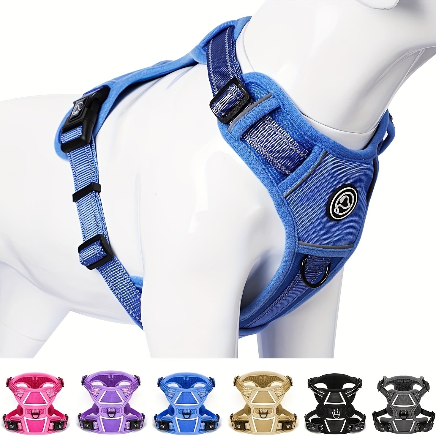 Dog Harness Medium Sized, No Pull Dog Harness For Medium Large Dogs, Adjustable Soft Padded Dog Vest Harness With Reflective Strips Pet Harness For Medium Large Dogs
