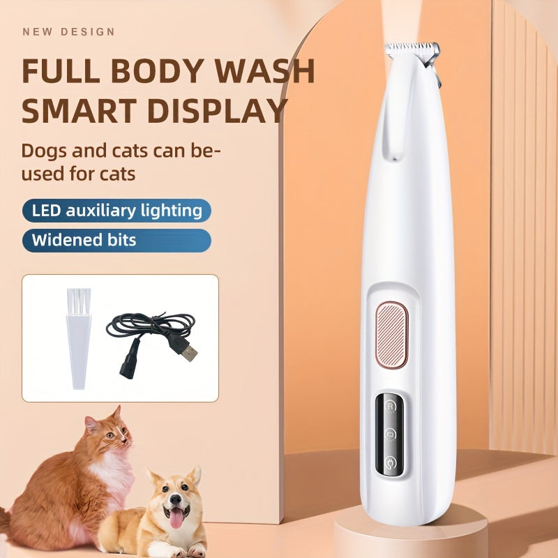 Gentle & Safe Electric Scissors for Dogs and Cats - Quiet Pet Grooming with LED Light - USB/Battery Powered, Rechargeable Lithium Battery, Dual-Mode Trimming
