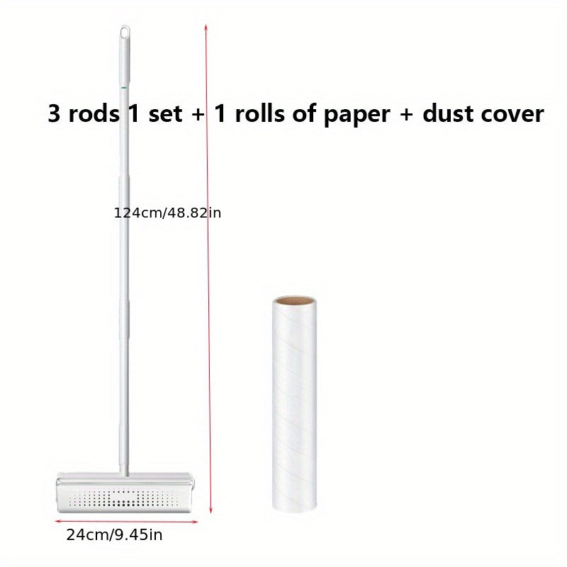 Long Bar Handle Sticky Hair Maker - 9.45inch/7.48inch Diagonal Tear Design Pet Hair Removal Roller for Sofa Carpet Dust Cleaning with Sticky Tearable Paper Brush