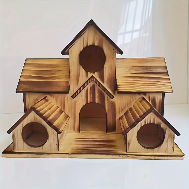 1pc Bird Houses For Outside, Wooden Bird House, Hanging Bird House, Handmade Natural Bird House, Beautiful Birdhouses, Garden Supplies