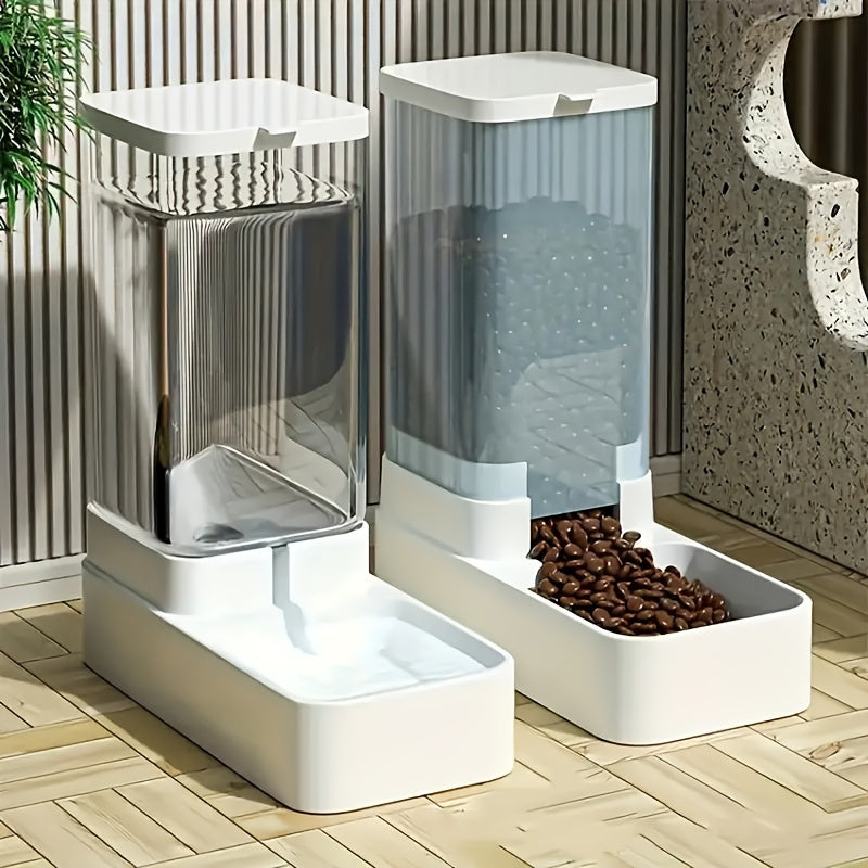Cat Feeder And Water Dispenser with Pet Bowl, Gravity Food Feeder And Waterer Dispenser In Set for Dogs Cats Pets Animals Large Capacity(1.0gal)