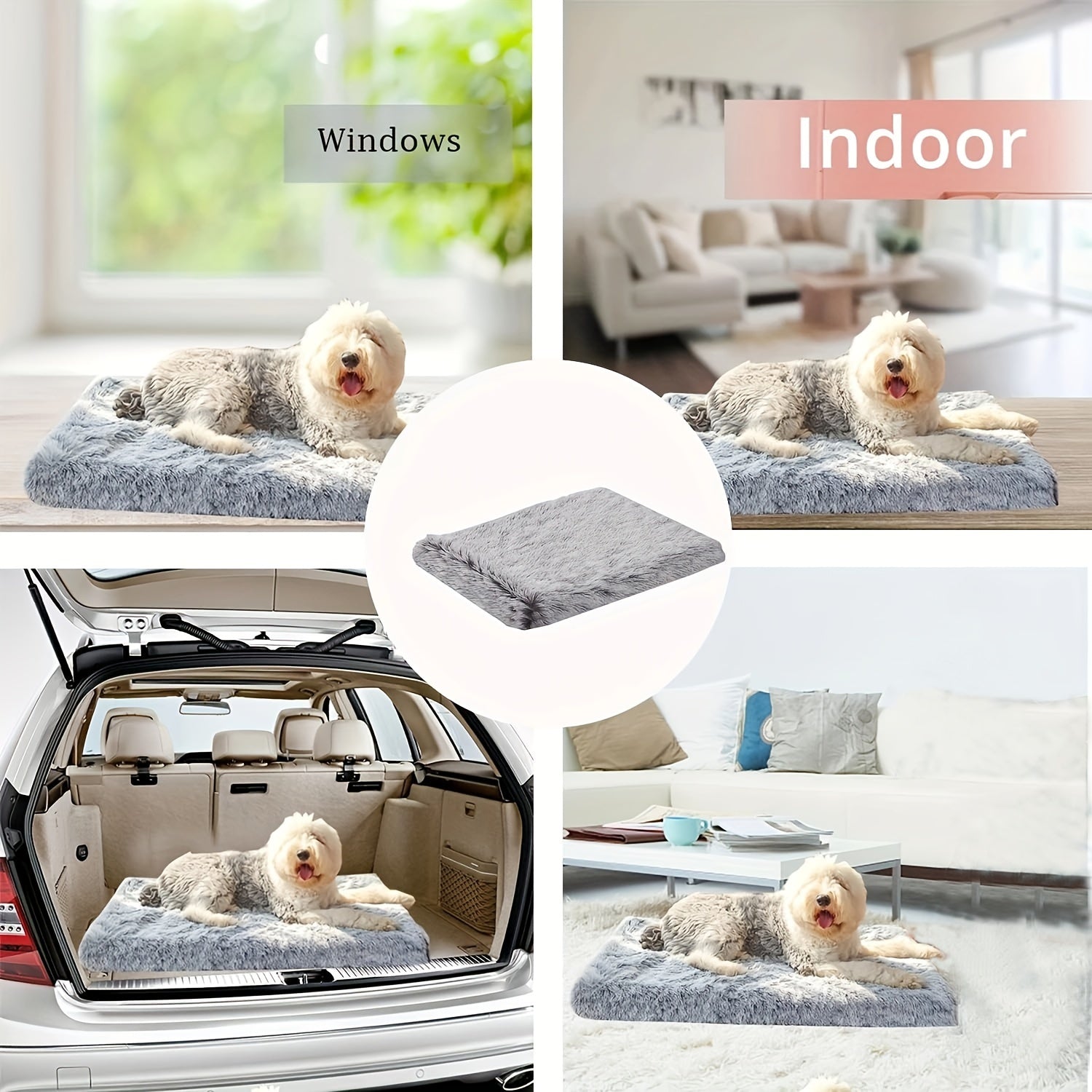 1pc Plush Rectangular Dog Bed