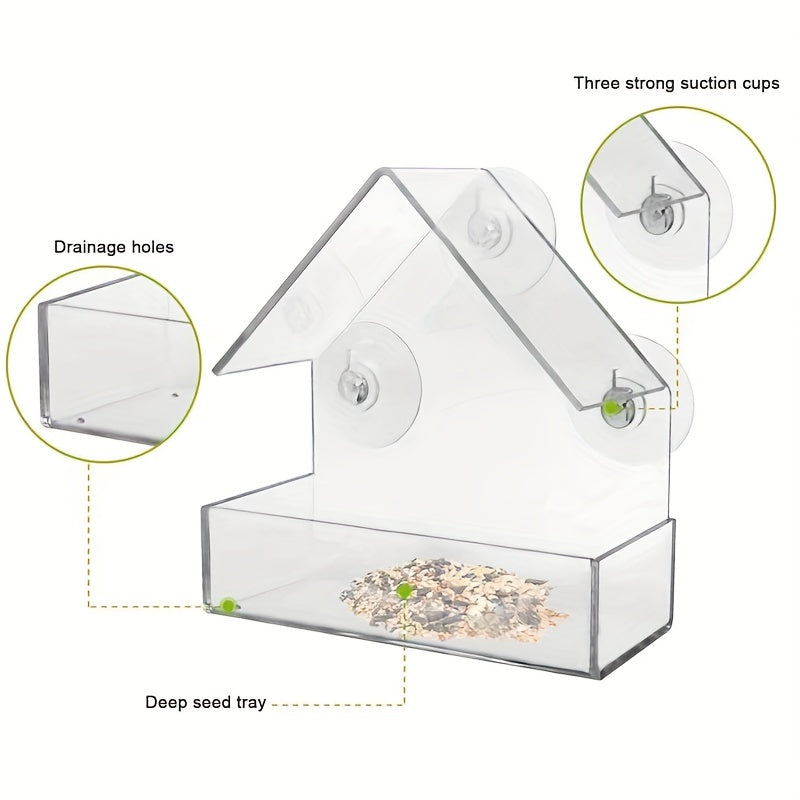 Clear Acrylic Hanging Bird Feeder - Perfect For Outdoor Garden Viewing - Transparent Window Birdhouse
