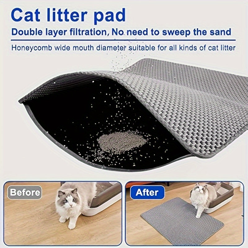 Cat Litter Mat Double-layer Cat Litter Trapping Mat Waterproof And Leak Proof Pet Toilet Mat Diaper Pad Cat Feeding Mat With Non-slip Backing