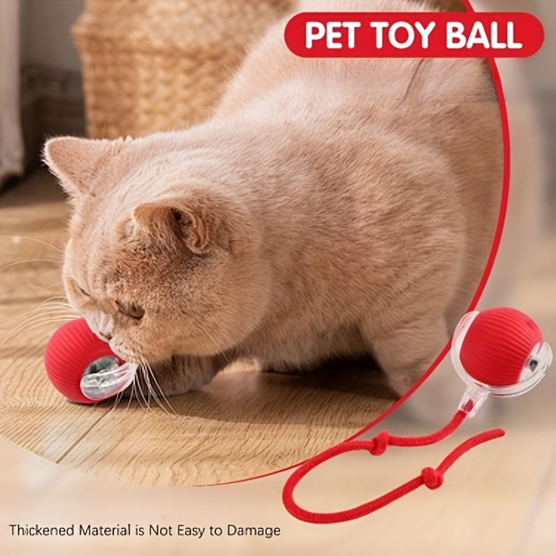 Interactive Pet Toy - 1pc Striped Silicone Magic Ball, USB Charging, Automatic Rolling, Cartoon Design for Small Dogs & Cats