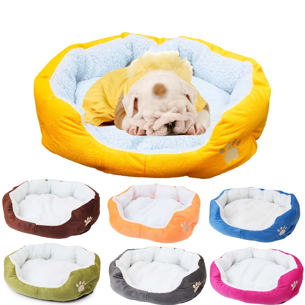 Plush Pet Bed for Cats and Dogs - Soft & Comfortable PP Cotton Filled Pet Nest, Non-Deformable and Warm, Suitable for Small to Medium Breeds, Available in Multiple Colors