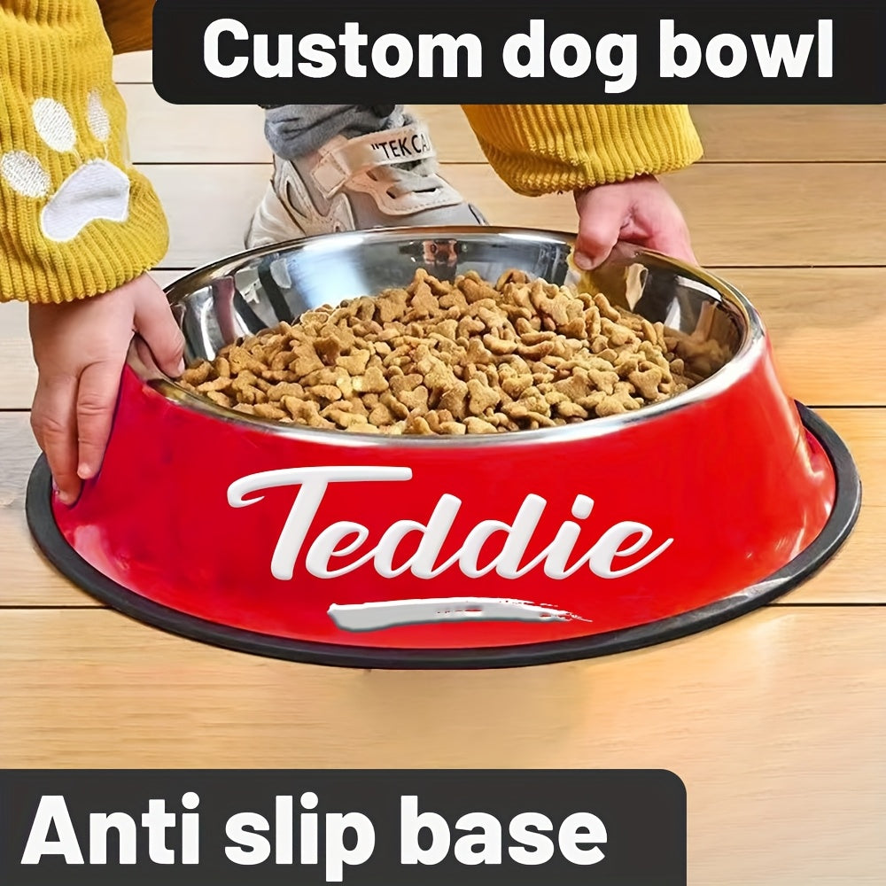 1pc Personalized Stainless Steel Dog Bowls - Non-Slip Custom Pet Feeding Dishes - For Dogs - Ideal for New Year Gifts