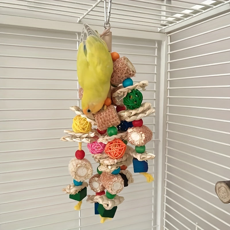 1pc Vibrant Wooden Parrot Swing Toy - Colorful Hanging Bird Cage Hammock with Bell, Sturdy Construction, Easy Installation, Suitable for Small to Medium-Sized Birds like Budgies, Conures, Lovebirds, Finches - Assorted Color,