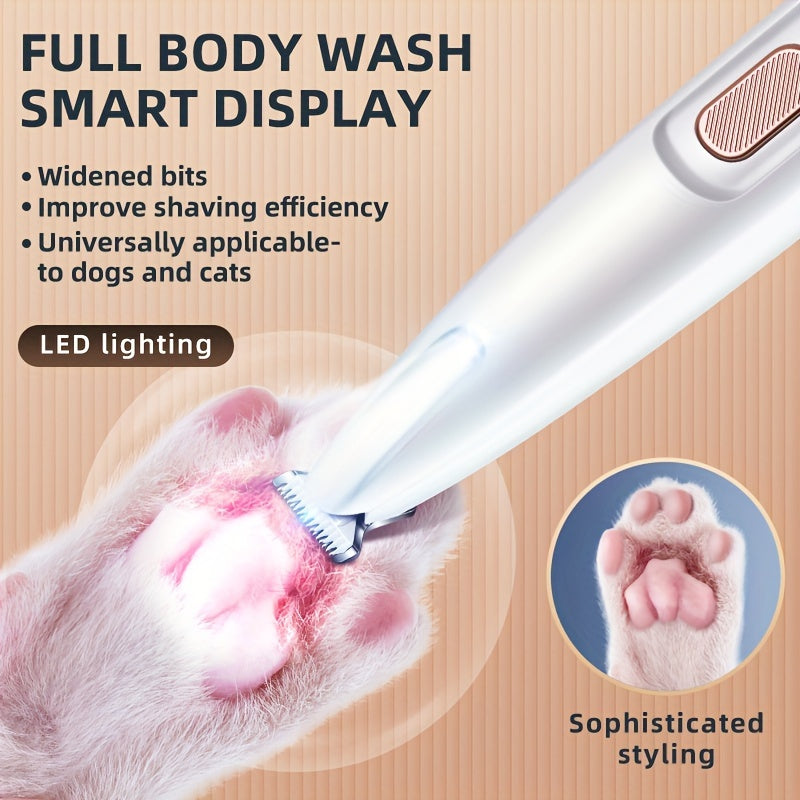 Gentle & Safe Electric Scissors for Dogs and Cats - Quiet Pet Grooming with LED Light - USB/Battery Powered, Rechargeable Lithium Battery, Dual-Mode Trimming