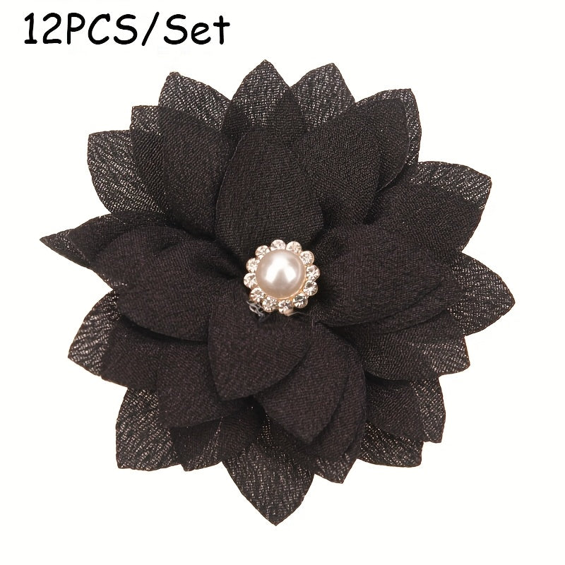 12pcs 2.2inch ( 5.5cm) Sharp Corner Flowers No Clips Holiday Party Decoration Making Pet Collar Flower Hair Accessories for Headband Hairband