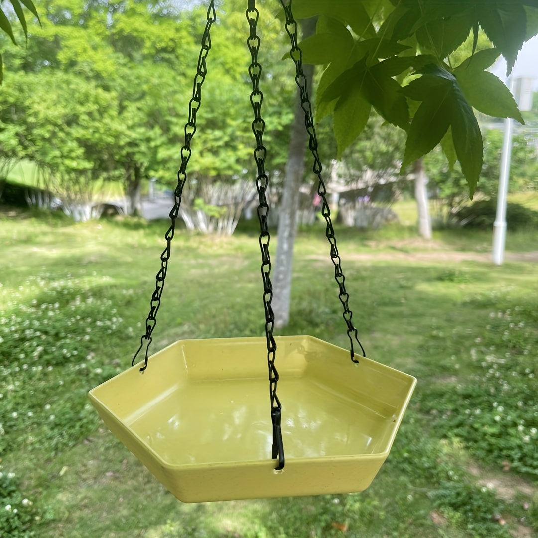 1pc Hanging Bird Feeder & Water Dispenser - Polygonal Parrot Food Dish with Bathing Feature for Garden Decor, Attracts Wild Birds - For Bird Lovers & Garden Enthusiasts - Suitable for Outdoor Use - Perfect Gift for Nature Lov