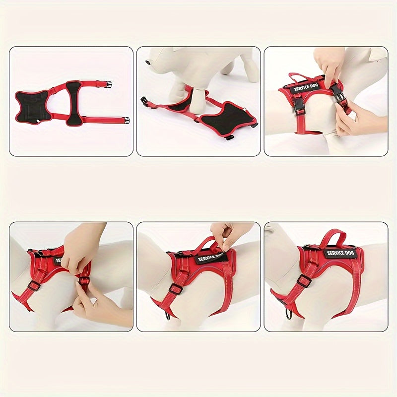 Service Dog Harness And Leash Set with 1pc Folding Bowl