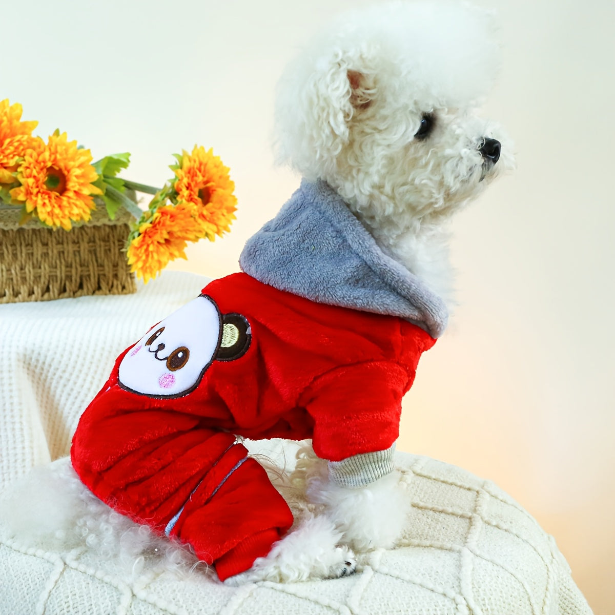 Small Breeds Warm Fleece-Lined Cuddle Comfort Dog Jumpsuit - Cozy Winter Pet Apparel with Snap Button Closure