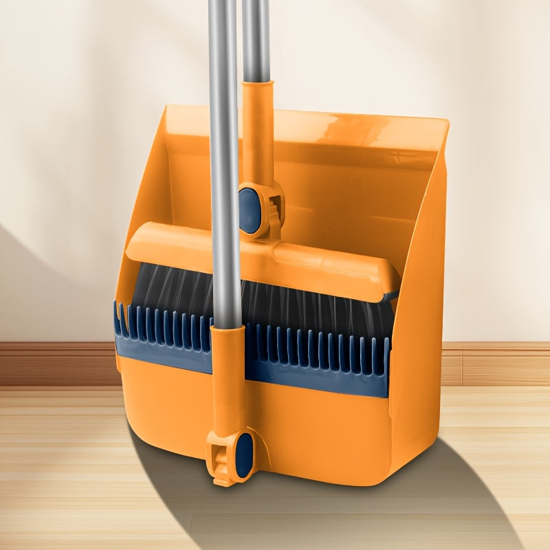 2pcs Set Of Brand New 3-in-1 Rotatable And Foldable Magnetic Suction Broom Dustpan Sweeping Set, Enlarged And Thickened Household Broom, Living Room, Bedroom Pet Hair Cleaning Broom, Non Stick Soft Hair Blue/orange/white Broo