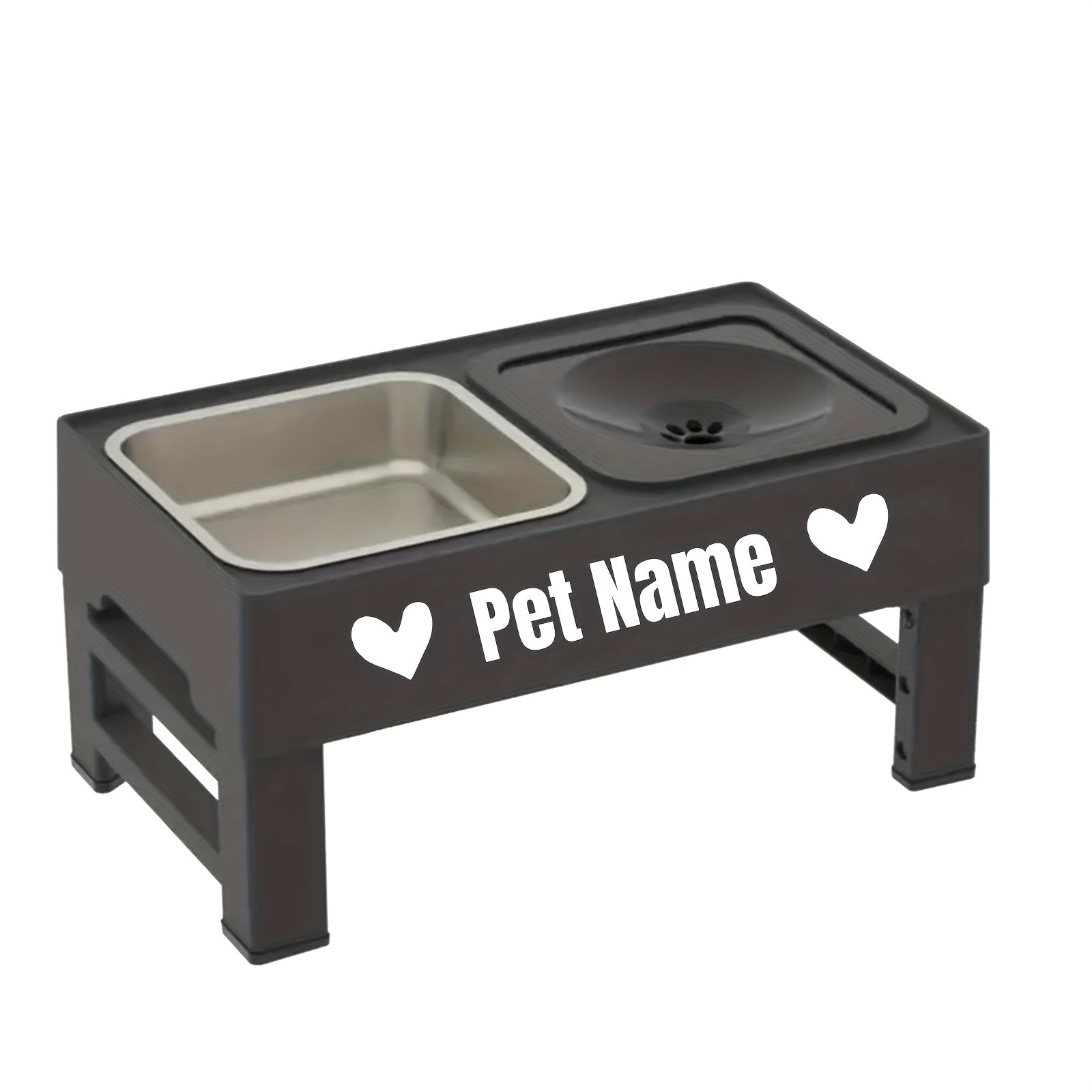 1pc Customizable 2-in-1 Adjustable Raised Dog Bowls with No Spill Design - Stainless Steel & Plastic, Ideal for Small, Medium, Large Dogs & Cats, Elevated Pet Feeding Station, Pet Feeding Station | Customizable Pet Accessorie