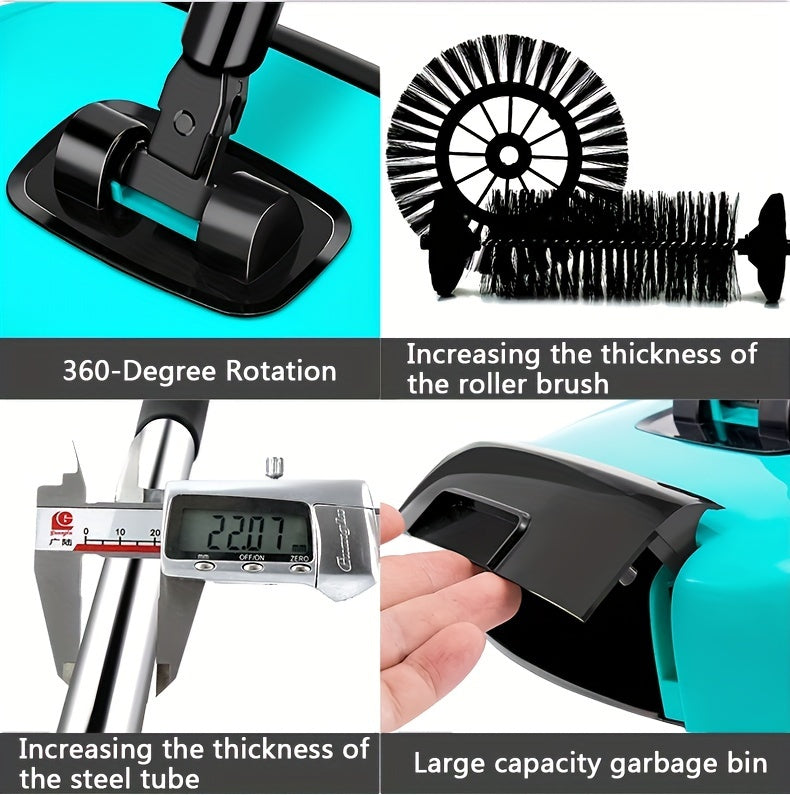 1set, 3 In 1 Multifunctional Hand Push Sweeper, Vacuum Cleaner, Hand Push Sweeping And Moping Machine, To Remove Garbage, Pet Hair And Dust, Dry And Wet Use, Suitable For Hardwood Ceramic Tiles, With 1/2/5/10 Cloth, Cleaning