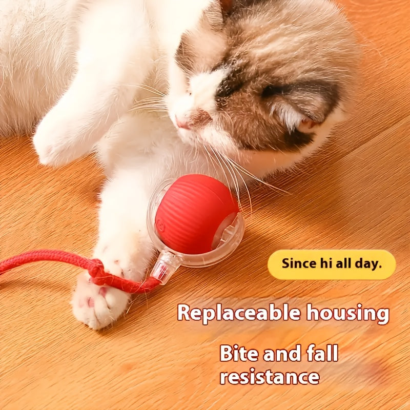 Interactive Pet Toy - 1pc Striped Silicone Magic Ball, USB Charging, Automatic Rolling, Cartoon Design for Small Dogs & Cats