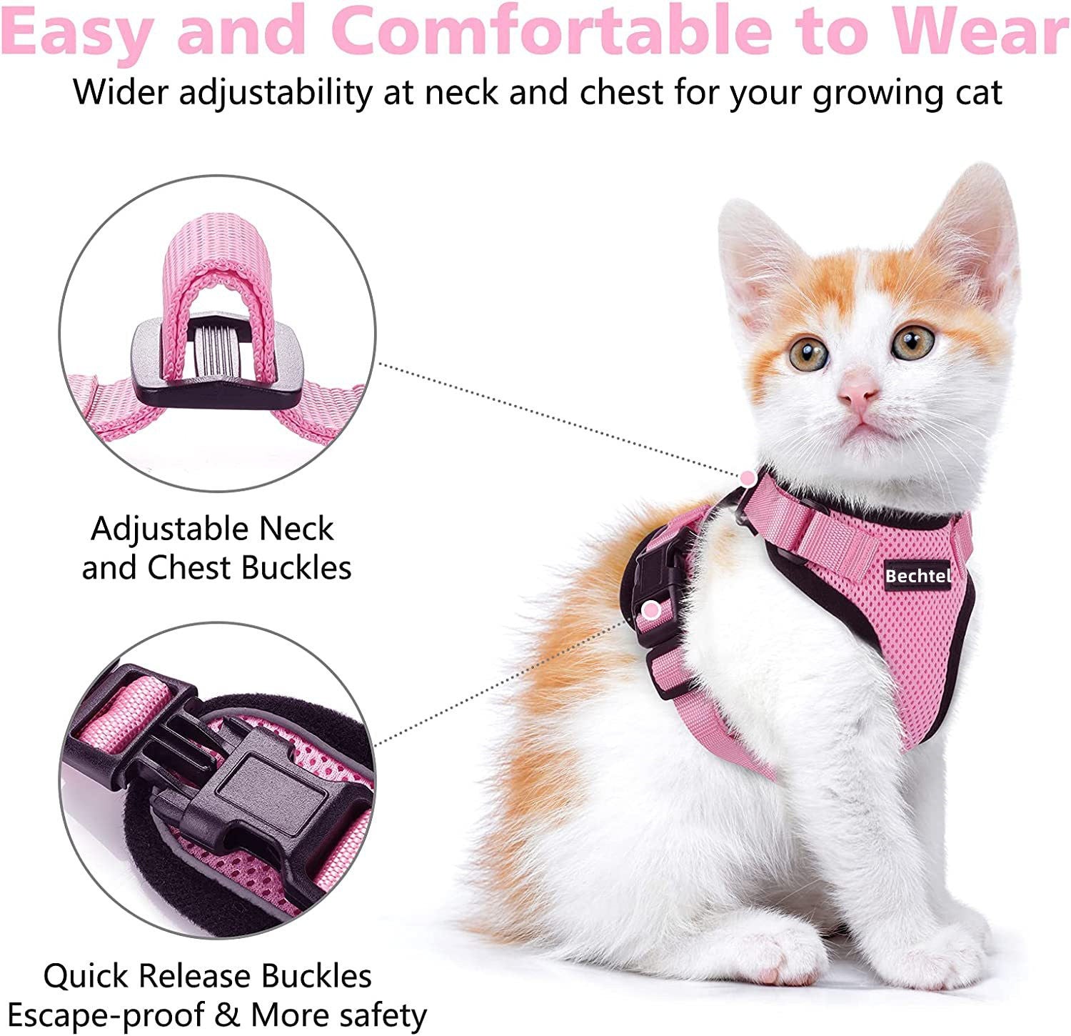 Reflective Pet Harness And Leash Set For Dogs And Cats, Adjustable Puppy Cat Vest Harness With Soft Mesh