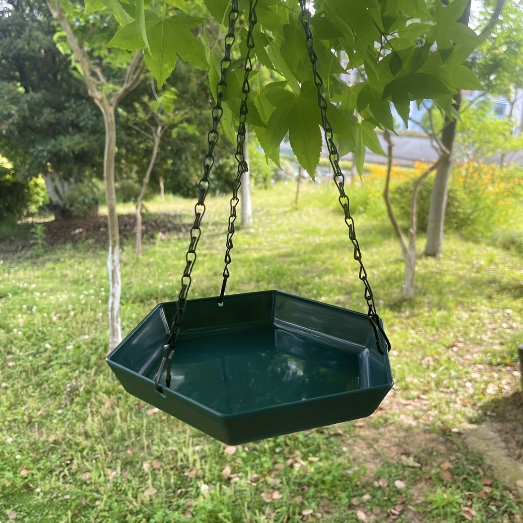 1pc Hanging Bird Feeder & Water Dispenser - Polygonal Parrot Food Dish with Bathing Feature for Garden Decor, Attracts Wild Birds - For Bird Lovers & Garden Enthusiasts - Suitable for Outdoor Use - Perfect Gift for Nature Lov