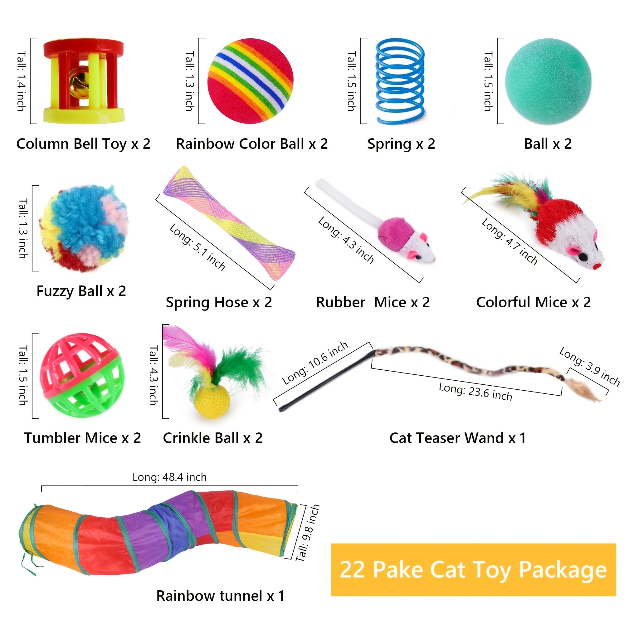 22pcs Cat Toys Kitten Toy Set Folding Camouflage Cat Tunnel Indoor Interactive Pet Toys Teaser Cat Feather Toy Colourful Mouse Plush Ball Bell Ball Toy Kit Kitten Puppy(Colorful)