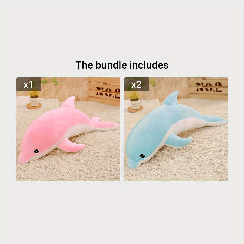 1pc Couple'S Dolphin Plush Toy - Soft and Durable Fabric Pet Toy for Interactive Play, Medium Breed Recommendation, Uncharged, No Battery Required