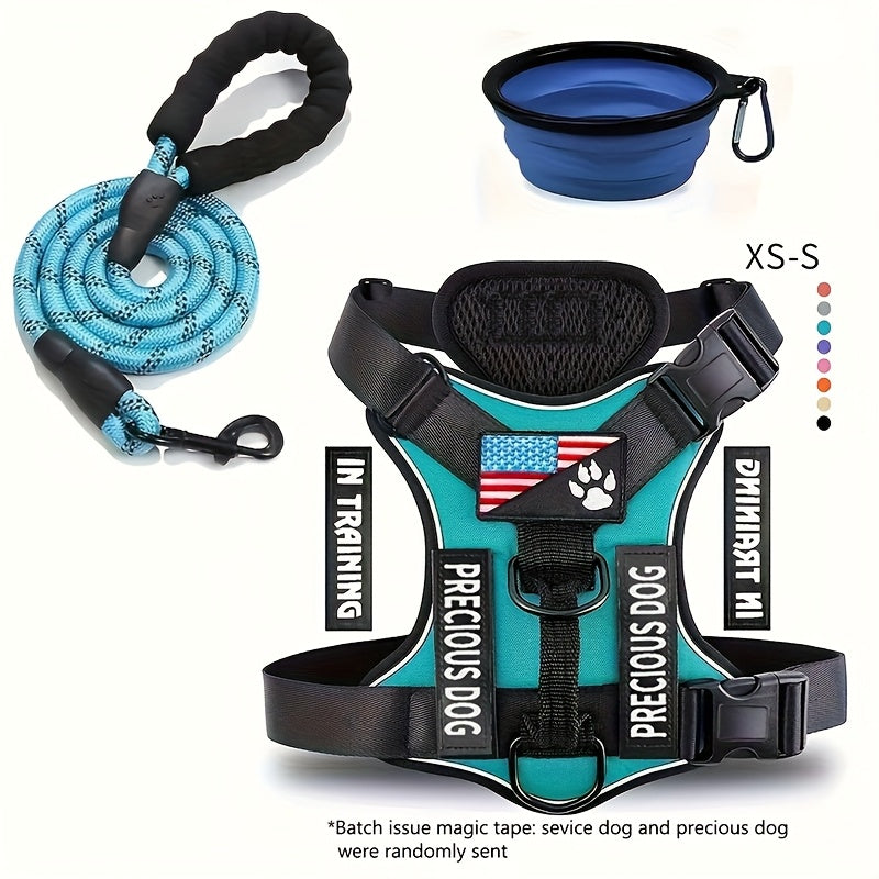 Service Dog Harness And Leash Set with 1pc Folding Bowl