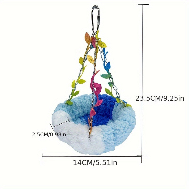 1pc Parrot Jungle Hammock Swing, Macaw Budgie Peony Play & Rest Bird Nest - Metal Toy Accessories For Aviary, Greenery Design With Soft Lining - For Small & Medium Birds - Suitable for Playtime & Rest - Perfect Gift for Bird