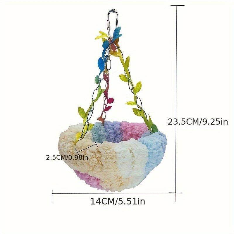 1pc Parrot Jungle Hammock Swing, Macaw Budgie Peony Play & Rest Bird Nest - Metal Toy Accessories For Aviary, Greenery Design With Soft Lining - For Small & Medium Birds - Suitable for Playtime & Rest - Perfect Gift for Bird