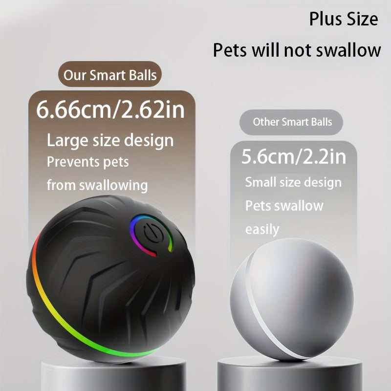 PETGRAVITY Motion-Activated Dog Bouncing Ball, 6. 6cm/2. 62in, USB Rechargeable Lithium Polymer Battery, Interactive Pet Toy for All Breed Sizes, Durable Thermoplastic Rubber, Striped Pattern