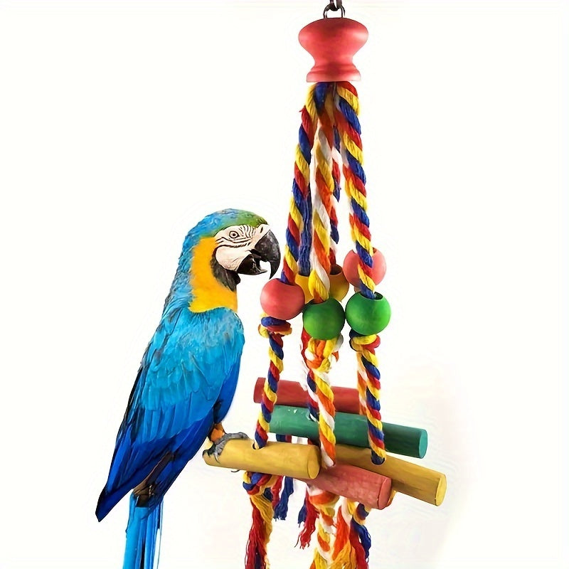 1pc Vibrant Wooden Parrot Swing Toy - Colorful Hanging Bird Cage Hammock with Bell, Sturdy Construction, Easy Installation, Suitable for Small to Medium-Sized Birds like Budgies, Conures, Lovebirds, Finches - Assorted Color,