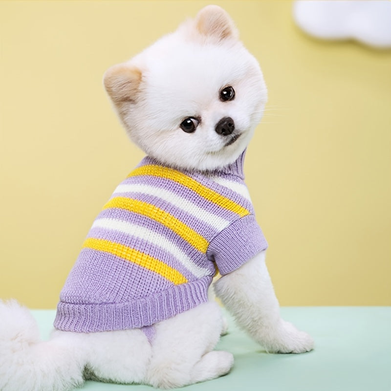 Adorable Striped Sweater for Toy and Small Dogs, Cats - Warm, Cozy, and Soft Autumn and Winter Apparel for Pets - Perfect for Outdoor Play and Indoor Relaxation