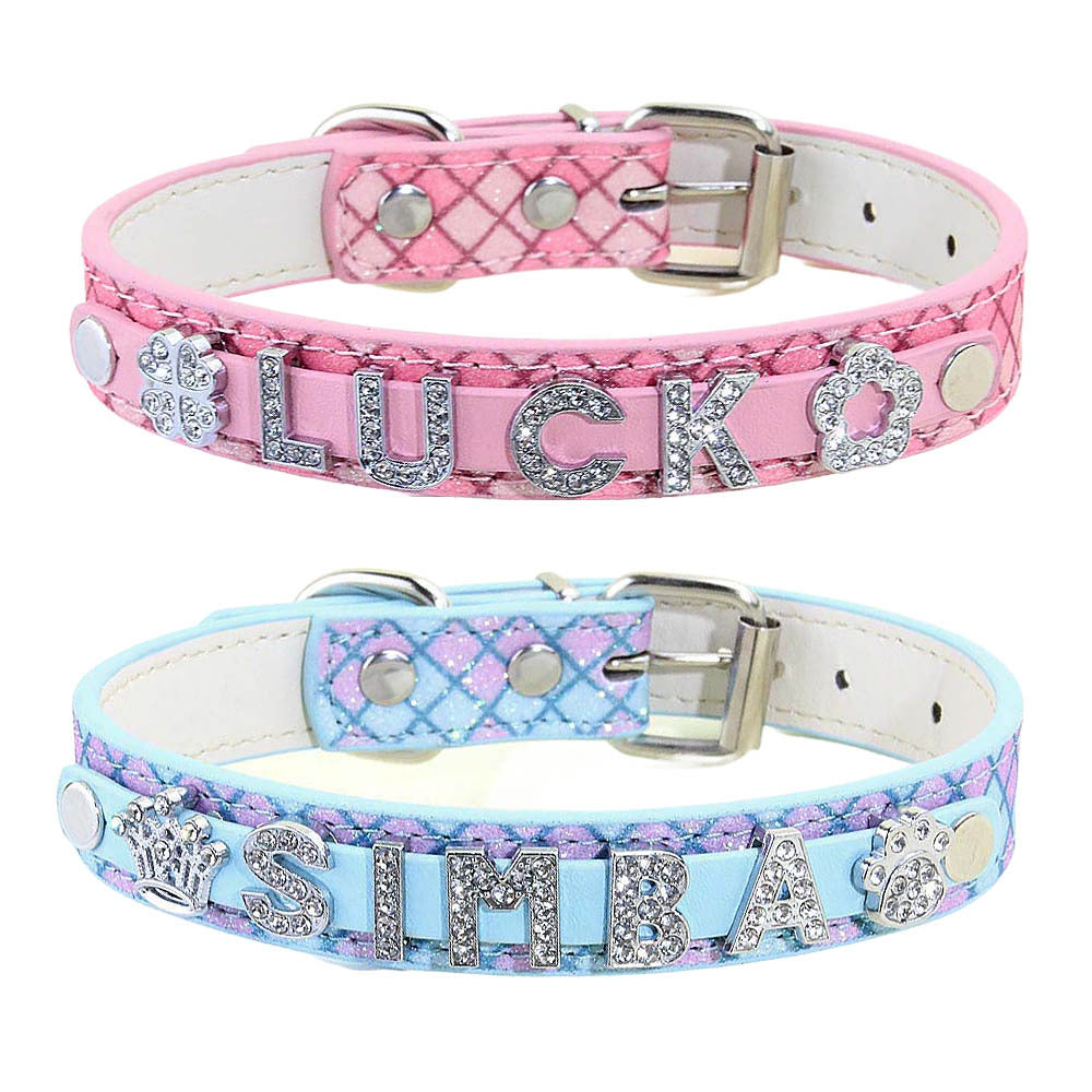 Personalized Small Dogs Chihuahua Collar with Bling Rhinestone Puppy Dog Collars Custom Cat Necklace Free Name Charms Pet Accessories