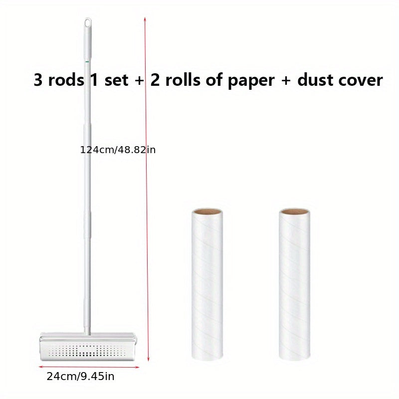 Long Bar Handle Sticky Hair Maker - 9.45inch/7.48inch Diagonal Tear Design Pet Hair Removal Roller for Sofa Carpet Dust Cleaning with Sticky Tearable Paper Brush